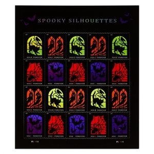 100 Spooky‎ Silhouettes 2019 Forever Postage Stamps USPS Holo Foil Halloween